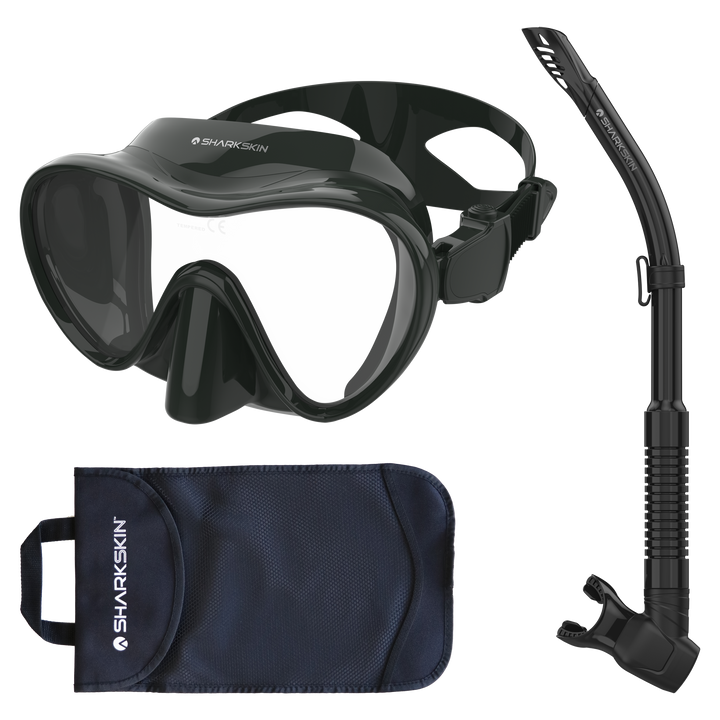 SHARKSKIN ADULT MASK & COMFORT SNORKEL SET WITH MESH BAG