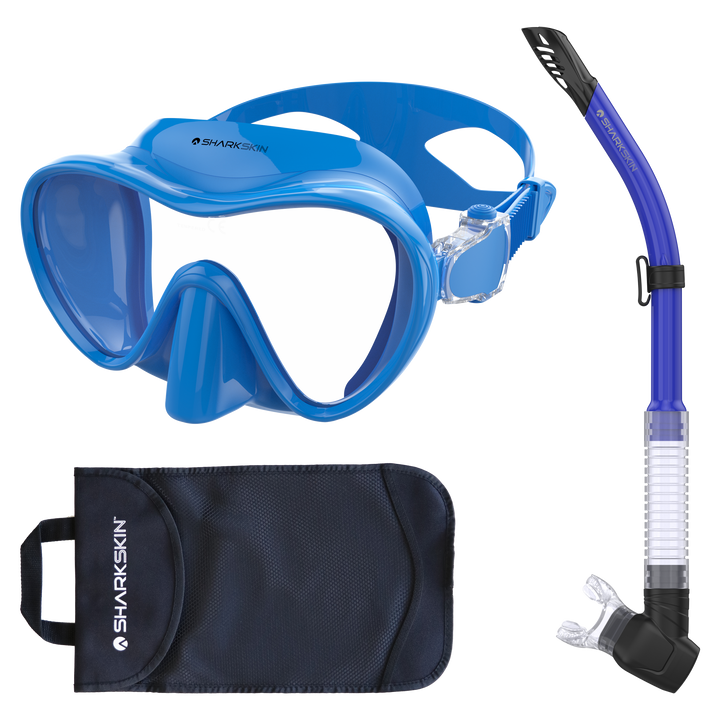 SHARKSKIN ADULT MASK & COMFORT SNORKEL SET WITH MESH BAG