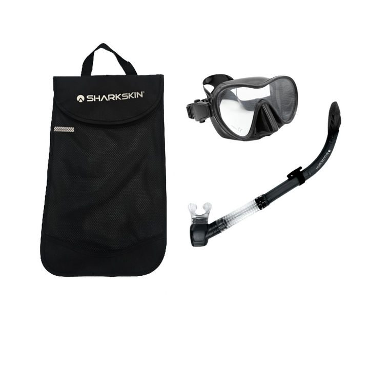 SHARKSKIN ADULT MASK & COMFORT SNORKEL SET WITH MESH BAG