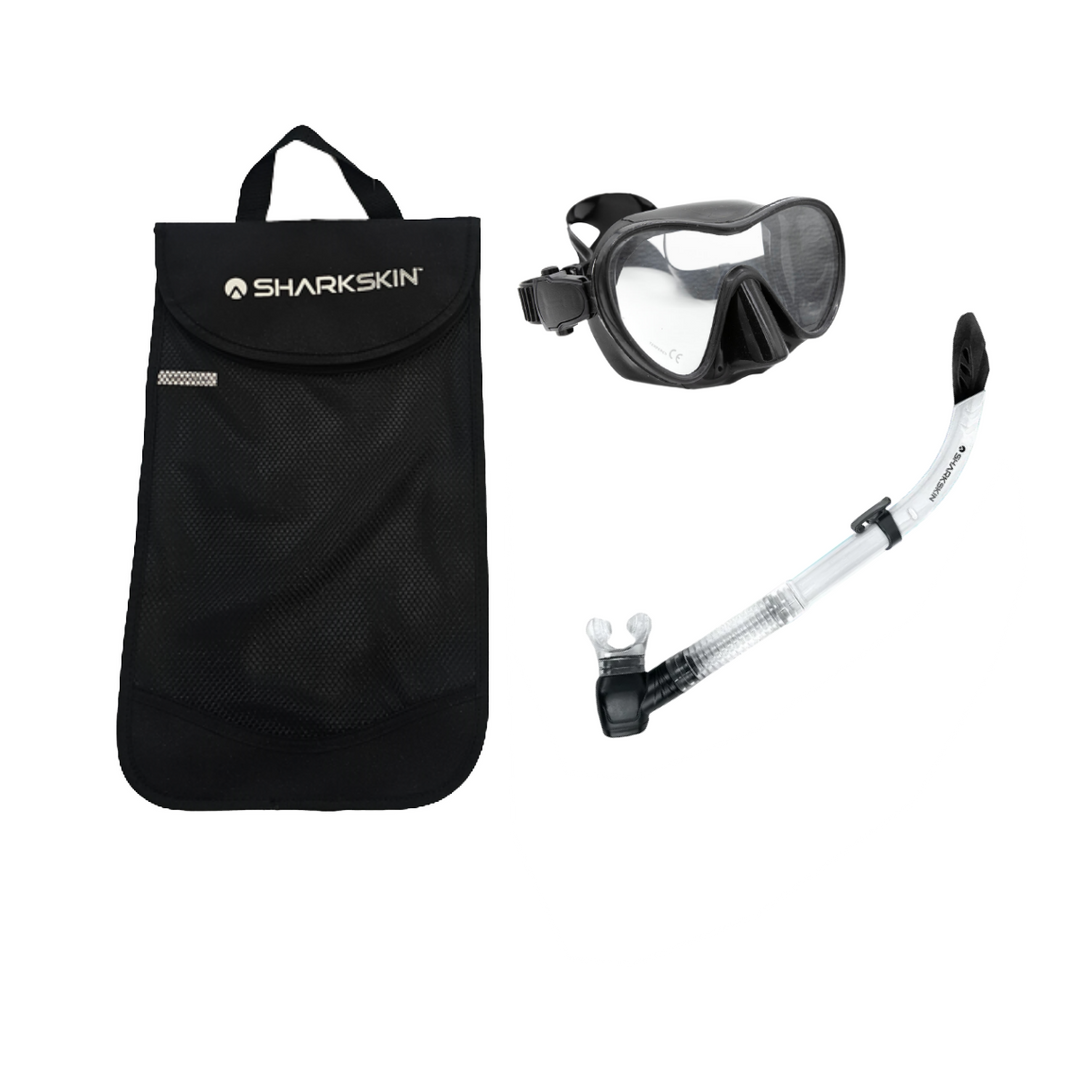 SHARKSKIN ADULT MASK & COMFORT SNORKEL SET WITH MESH BAG
