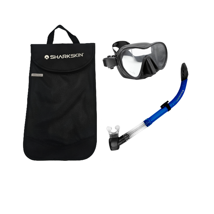SHARKSKIN ADULT MASK & COMFORT SNORKEL SET WITH MESH BAG