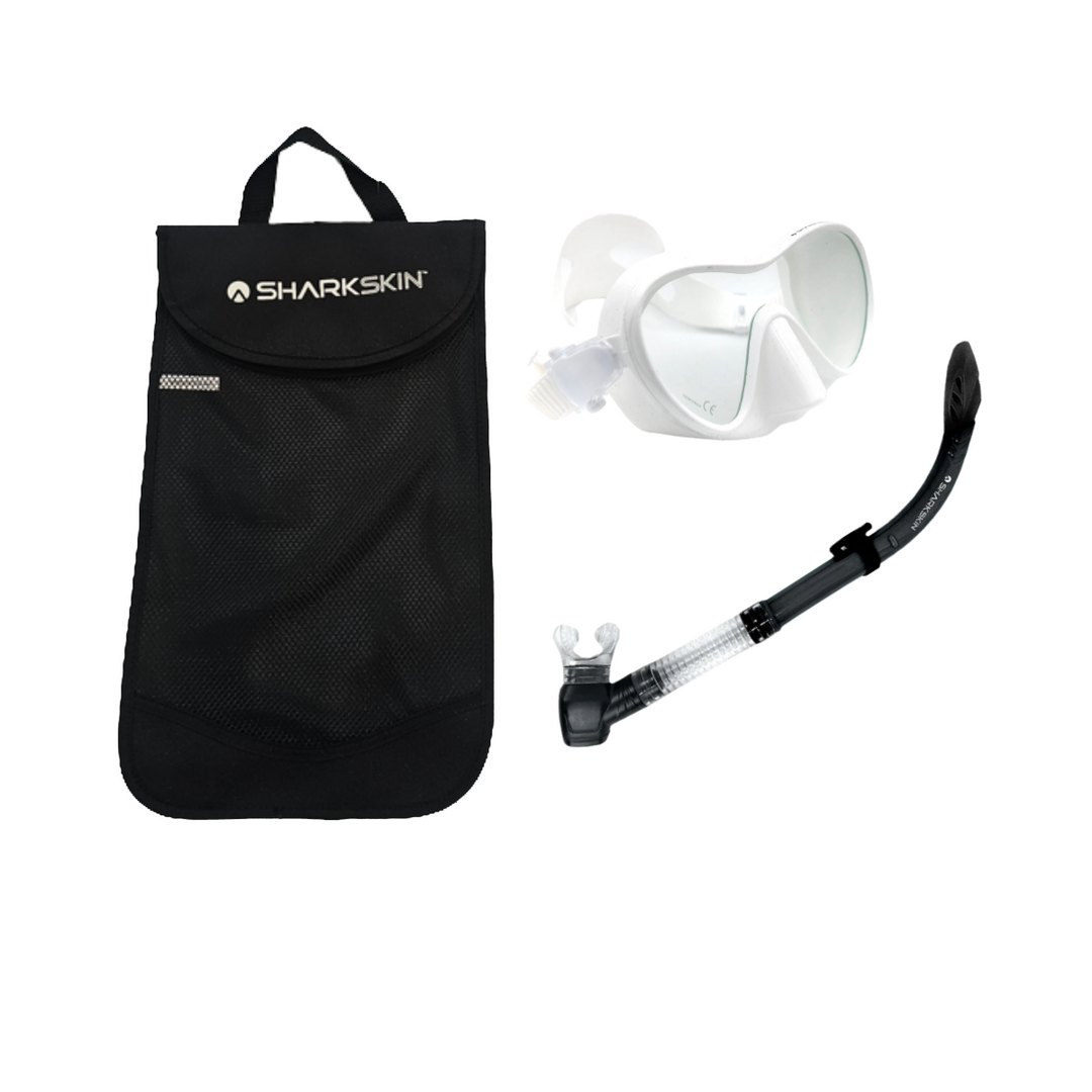 SHARKSKIN ADULT MASK & COMFORT SNORKEL SET WITH MESH BAG