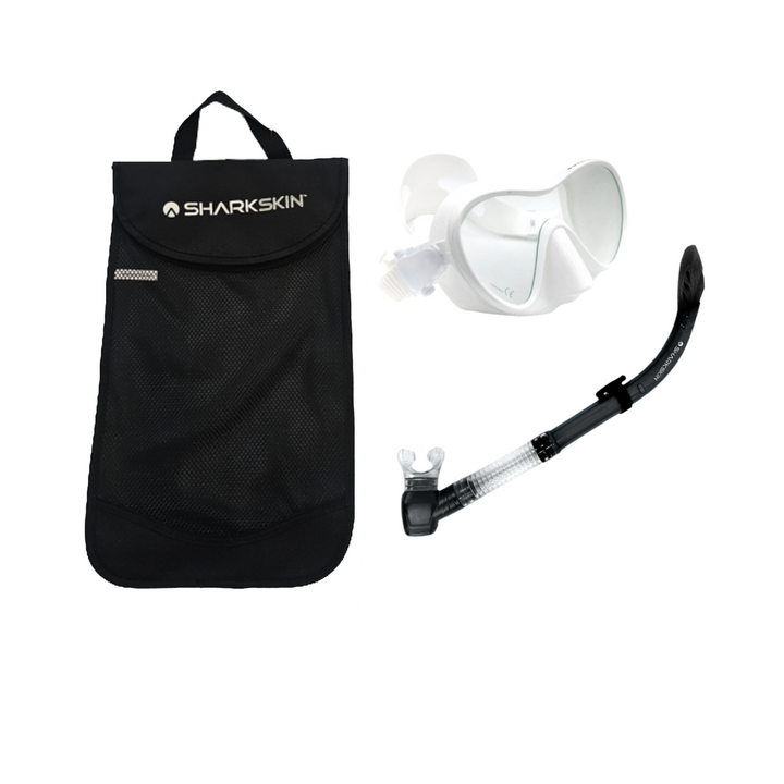 SHARKSKIN ADULT MASK & COMFORT SNORKEL SET WITH MESH BAG