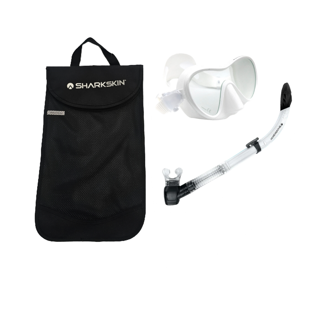 SHARKSKIN ADULT MASK & COMFORT SNORKEL SET WITH MESH BAG