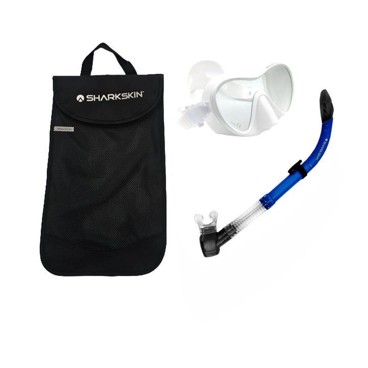 SHARKSKIN ADULT MASK & COMFORT SNORKEL SET WITH MESH BAG