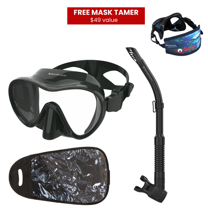 SHARKSKIN ADULT MASK & COMFORT SNORKEL SET WITH MESH BAG