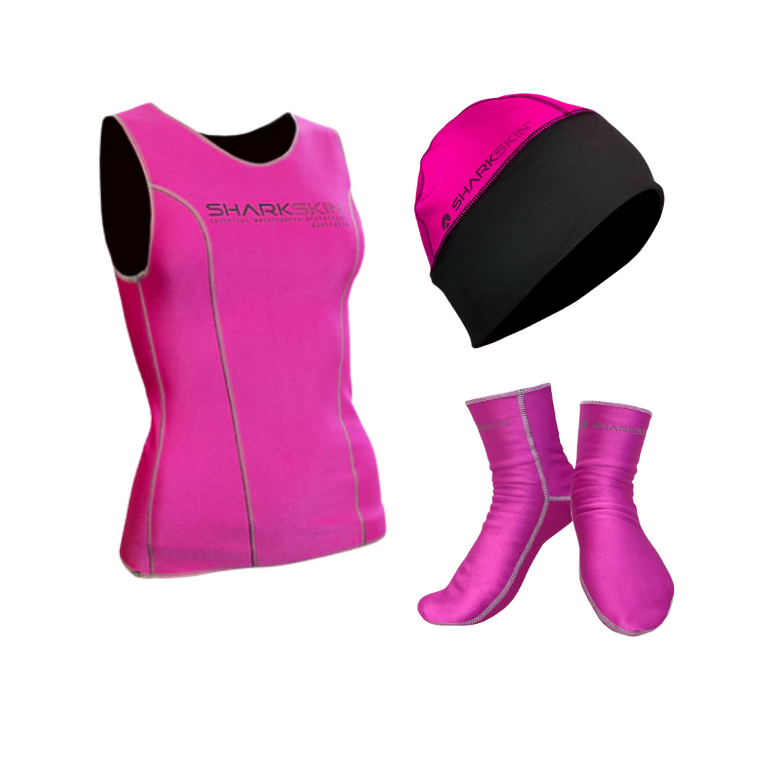 ESSENTIALS VEST WOMENS, SOCKS & BEANIE SPLASH OF COLOUR PACKAGE