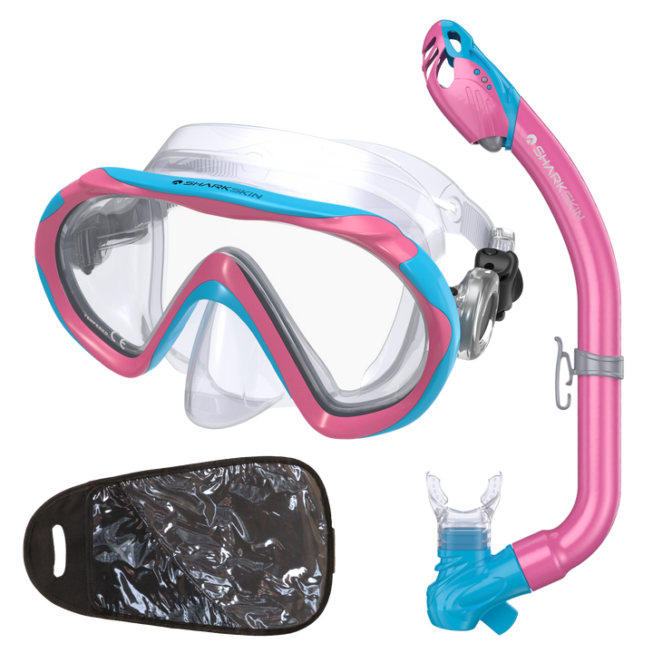 SHARKSKIN JUNIOR MASK & DRY SNORKEL SET WITH MESH BAG
