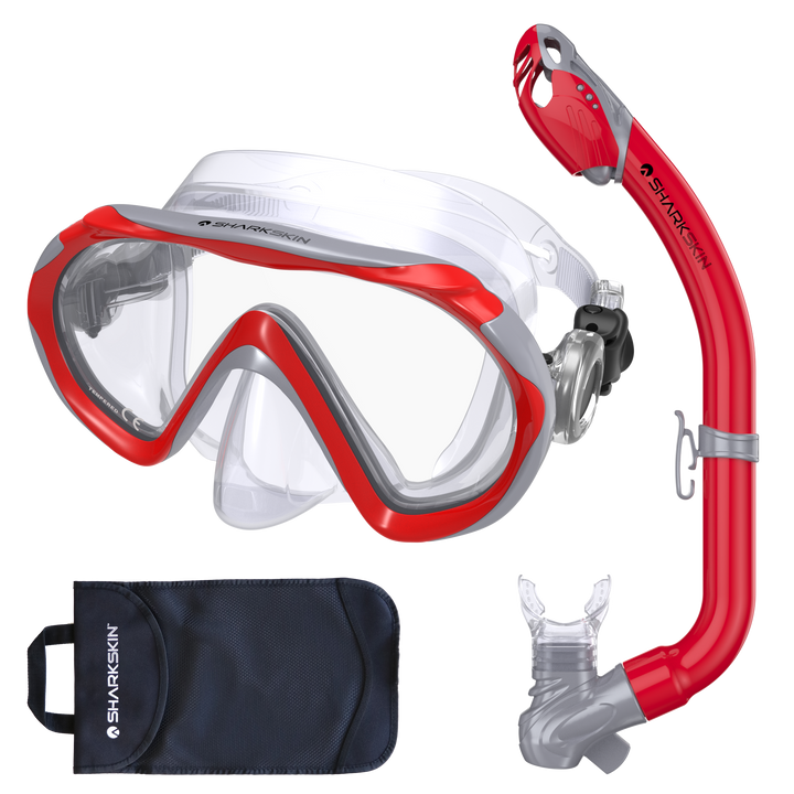 SHARKSKIN JUNIOR MASK & DRY SNORKEL SET WITH MESH BAG