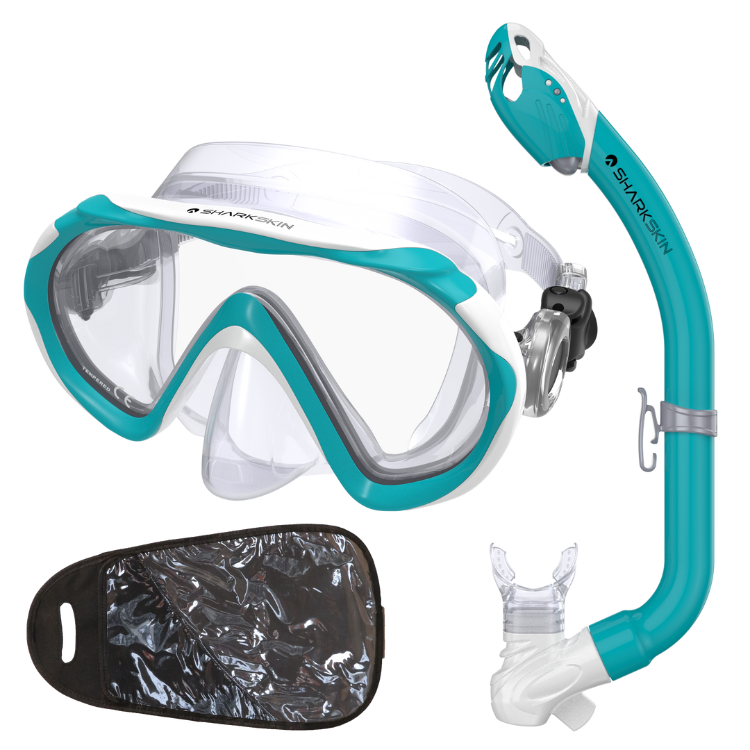SHARKSKIN JUNIOR MASK & DRY SNORKEL SET WITH MESH BAG