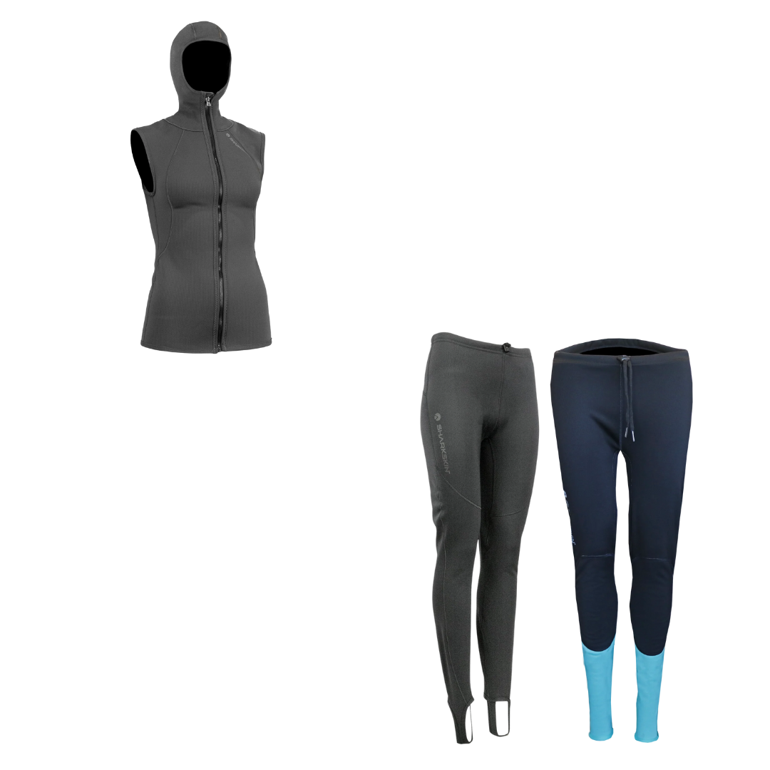 T2 CHILLPROOF FULL ZIP VEST WITH HOOD + T2 CHILLPROOF LONGPANTS - WOMENS BUNDLE