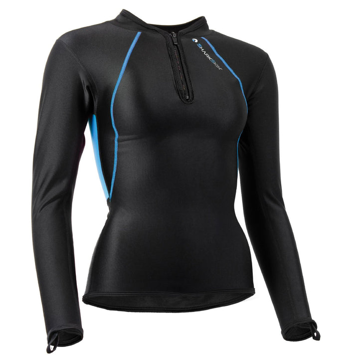 Sharkskin Womens Chillproof Long Sleeve Chest Zip - Blue